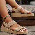 Women's Light Weight Wedge Sandals Open Toe Platform Thick Soled Summer Casual Slingback Shoes with Back Strap Leisure Footwear. 