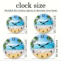 Light Luxury Beach Pattern Wooden Wall Clock for Living Room, Bedroom, Kitchen, Home Decoration, Silent Quartz Clock, Holiday Gift, 10 Inches, 12 Inches (No Battery) home decoration item.