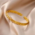 Gold Plated Bangle Bracelet for Women Open Adjustable Stainless Steel Cuff Bracelets Vintage Jewelry free shipping item pulseras. 