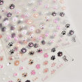 Cute Jelly Pink Cat Paw Print Lovely Kitty Puppy Dog Cartoon 5D Embossed Relief Self Adhesive Nail Art Sticker 3D Manicure Decal. 