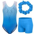 Kids Girls Sleeveless Ballet Dance Leotard with Shorts Rhythmic Gymnastics Leotard for Girls Skating Bodysuits. 