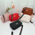 Rilibegan Embroidered Camera Bag PU Material Casual Small Square Bag Versatile Single Shoulder Bag Printed Shoulder Strap. 