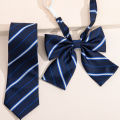 Handcrafted JK-style striped necktie & bow tie - youthful school uniform accessory. 