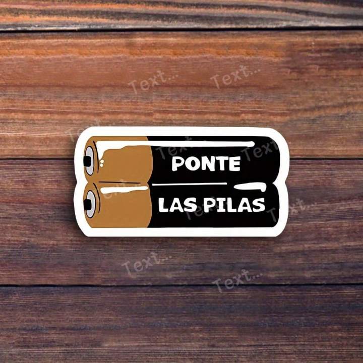 3pcs  "Ponte Las Pilas" Spanish Battery Meme Sticker – Perfect For Laptops, Water Bottles, Journals, And Desks