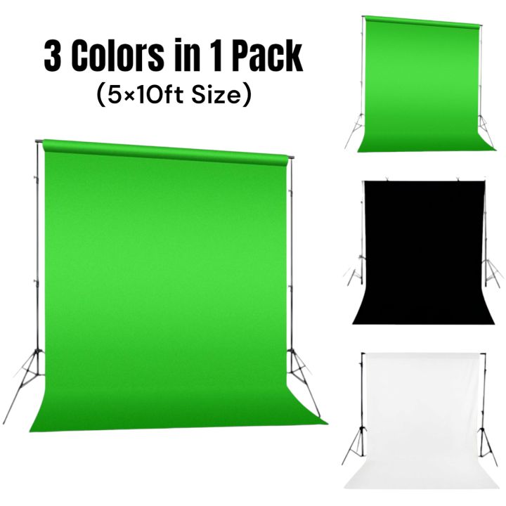 3 in 1 Combo Backdrops,Green Screen,White Screen,Black Screen,Studio Backdrops, Studio Background,Studio Wallpaper, TikTok YouTube Backdrops