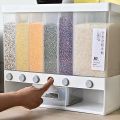 6 Grid Rice Dispenser Storage Box - Kitchen Dry Food Organizer, lentil, bean, grain, cereal, dry food, dal, spice, nut, dried fruit container jar, holder, wall mounted multi compartment box, almond, bean storage, drawer. 