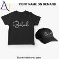 Kids T shirt with Cap Name on both, Summer Collection T shirt Customize your Name in T shirt. 