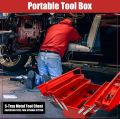 PORTABLE 5 TRAYS METAL TOOL BOX 21". 
