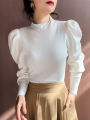 Autumn Winter Sweater Turtleneck Slim Fit Basic Pullovers Fashion Korean Knit Tops Puff Sleeve Womens Sweater Stretch Jumpers. 