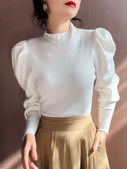 Autumn%20Winter%20Sweater%20Turtleneck%20Slim%20Fit%20Basic%20Pullovers%20Fashion%20Korean%20Knit%20Tops%20Puff%20Sleeve%20Womens%20Sweater%20Stretch%20Jumpers%20-%20Image%202