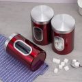 1/3Pcs Coffee Canister Stainless Steel Food Storage Jars with Visual Window Kitchen Storage Coffee Bean Tea-leaf Sealed Cans. 