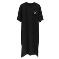 2025 Plus Size Summer Women's Smiley Side-Slit T-Shirt - Casual Loose Fit Dress.