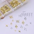 12 Grids Gold Silver Stars Nail Charm 3D Metal Rivet Star Nail Art Decoration Y2K Punk Style Manicure Accessories Nail Supplies. 
