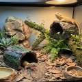 Simulation Reptile Hideout Escape Cave Bark Texture Tree Hole Shelter PVC Hollow Turtle Tank Ornaments Terrarium Decoration.