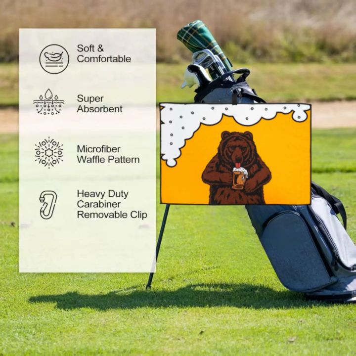 Brown%20Bear%20Golf%20Towel%20Orange%20and%20White%20Ideal%20for%20Women%20Golfers%20and%20Fans%20Golf%20Bag%20Accessory%20Playful%20Golf%20Theme%20Durable%20Towel%20-%20Image%202