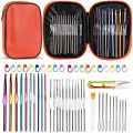 KRABALL 54PCS Crochet Needles Set Crochet Hooks Kit Ergonomic Knitting Needles Blunt Needles Stitch Marker with Storage Case. 