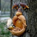 Tree Face Decor Bird Feeder Outdoor,Eyes Glow in Dark Fun Old Man Tree Hugger Sculpture Yard Art Garden Lawn Ornament Decoration. 