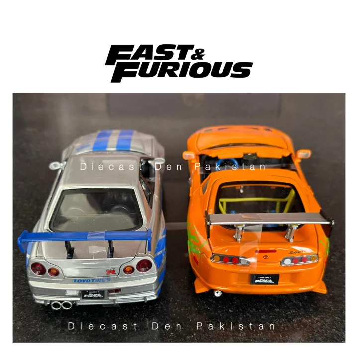 Toyota%20Supra%20mk4%20Nissan%20Skyline%20R34%201/24%20Scale%20Paul%20Walker%20Cars%20Fast%20&%20Furious%20-%20Image%202