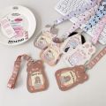 Durable PU Transparent ID Card Holder with Lanyard Animal Design Student Bus Card Case Campus Badge Sleeves Protector241.