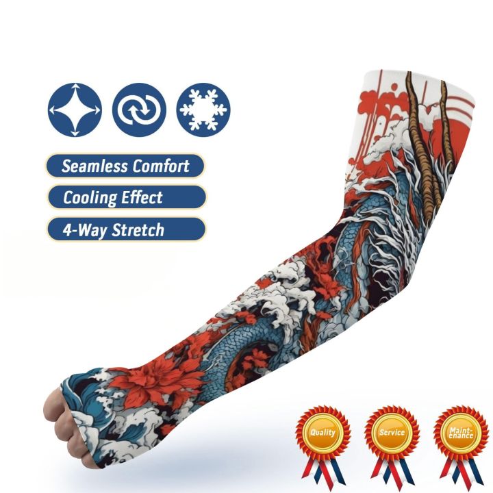 Novel%20dragon%20print%20men's%20sports%20outdoor%20sun%20protection%20breathable%20ice%20silk%20cool%20compression%20sleeves%20fishing%20golf%20cycling%20running%20-%20Image%203
