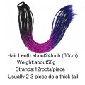 Synthetic 24Inch Y2K Rainbow Horsetail Wig Long Boxing Braid Hair Ponytail Extension High Temperature Fiber Hairpiece for Women. 
