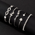Elegant Sparkling Rhinestone Bracelets Set for Women Butterfly Heart Infinity Star Designs Open Bracelet Daily Wear Jewelry .