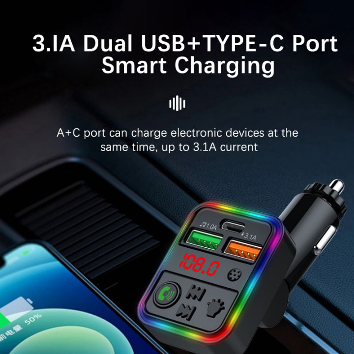Car%20Bluetooth%20Adapter%205.3%20FM%20Radio%20Transmitter%20MP3%20Music%20Player%20Handsfree%20Calling%20Audio%20Receiver%20Type-C%20PD%20USB%20Car%20Quick%20Charger%20-%20Image%206