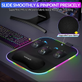 High-Quality XXL RGB Gaming Mouse Pad SMALL & Large Size with Gel Wrist Pad - Extended & Small Led Soft Cloth Mousepad Mat with Non-Slip Rubber Base & 14 Lighting Modes for Gamers, PC Computer, Laptop, Office - (800×300×4mm) - Black - FunBug. 