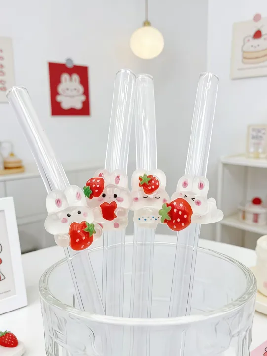 1/5pcs%20Strawberry%20Rabbit%20Decorated%20Glass%20Straw,%20Perfect%20for%20Drinks,%20Bendy%20Straw,%20Back-To-School%20,%20Christmas%20Present%20-%20Image%202