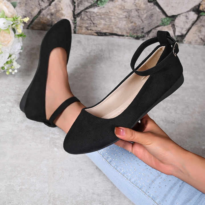 Women's Retro Mary Jane Shoes, Black Low-Top Square-Toe Ankle Strap Flats, Fashionable Retro Style, Comfortable Soft-Soled Ballet Flats, Suitable for Everyday Wear, Spring and Autumn Seasons