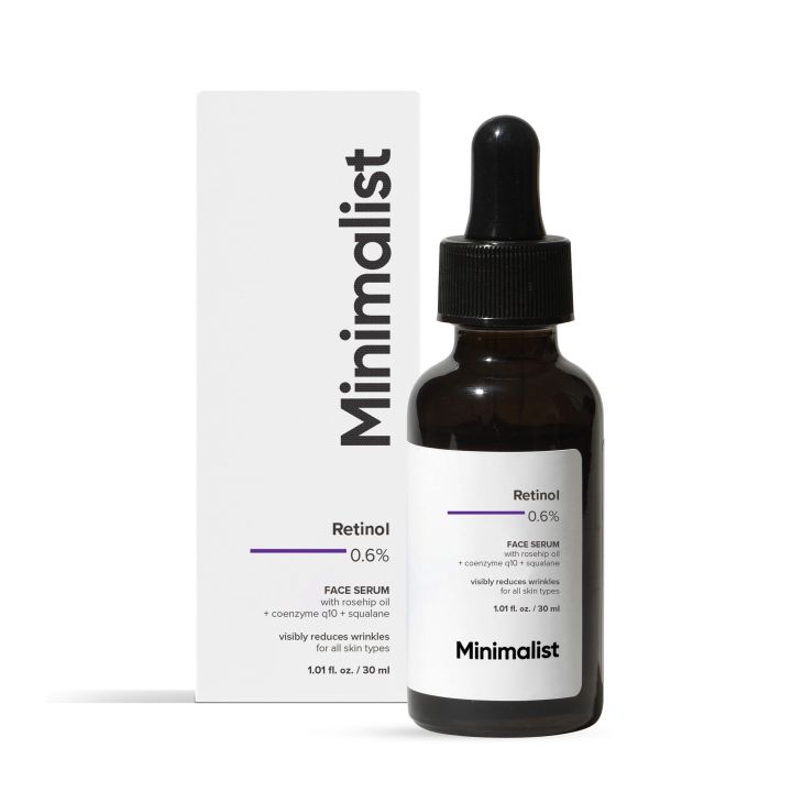 Minimalist 0.6% Retinol Serum For Anti Aging | Antioxidant Effects with Coenzyme Q10 | Reduces Fine Lines & Wrinkles | Mid Strength | 1 Fl Oz / 30 ml