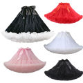 Womens 3-Layered Pleated Tulle Petticoat White Black Pink RedTutu Puffy Party Cosplay Skirt.