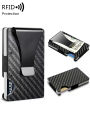 Minimalist carbon fiber RFID holder ultra-thin mini ID credit card holder aluminum alloy men's and women's wallet. 