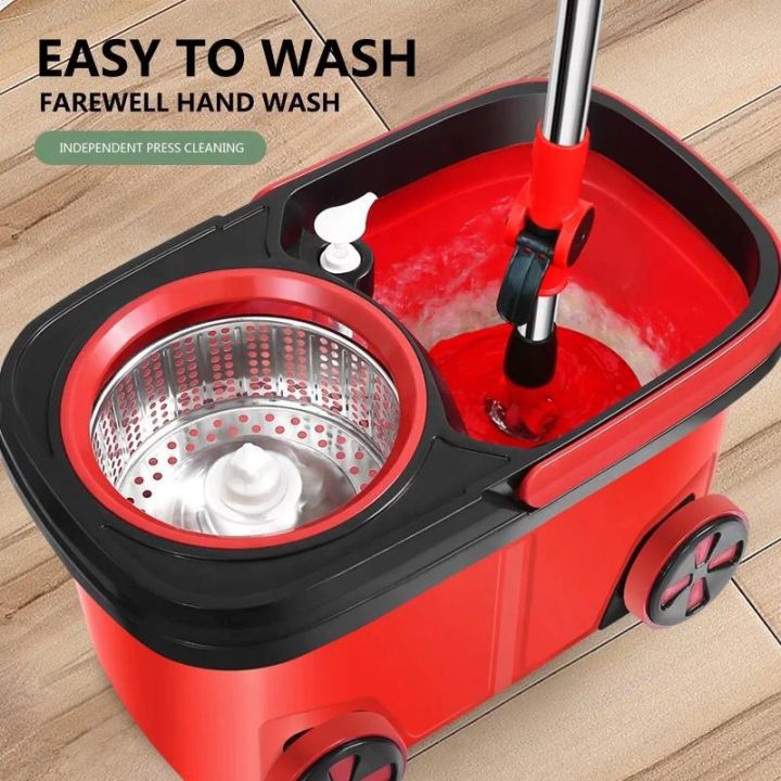 Loop Magic 360 Degree Rotation 360 Degree Floor Magic Rotating Mop Bucket Set with 2 Microfiber Mop ...