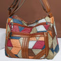 Women's  Crossbody Shoulder Bag, Lightweight Geometric Pattern, Multi-Layer Design, Secure Zipper Closure, Colorful Accessories. 