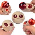Halloween Stress Balls Squeeze Skull Toys Fidget Decompression Toys Squeeze Skulls with Blood and Maggots Halloween Prank Toys. 