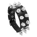 2024 Pu Leather Studded Bracelet Choker Punk Spike Rivets Cuff Black Wristband Adjustable Cuff Bangle. 