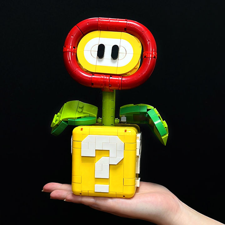 New Creative Flame Flower Building Blocks MOC DIY Potted Plant Model Desktop Decor Birthday   Carnivorous Plant