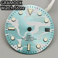 GRAMOCK 29mm NH34 Watch Dial Blue Dial Green Luminous Fit NH34 Movement Watch replacement parts. 