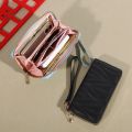 Fashion Quilted Long Wallet For Women, Zipper Around Clutch Coin Purse, Multi Card Slots Mobile Phone Bag. 