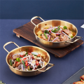 Stainless Steel Cookware Saucepan Dry Pots with Handle Home Cooking Paella Pan Seafood Rice Pot Picnic Snack Plates.