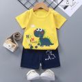 Baby T-Shirt+Shorts Two-piece Set Boy Girl Cotton Short Sleeve Kids Clothing Outfit 3-24M. 