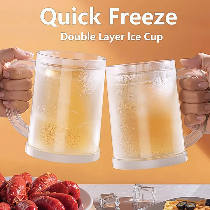 Instant Fruit juice Chiller Freezing Cup – Double Wall Frosted Cup for ...
