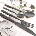 4Pcs Black Tableware Stainless Steel Dinnerware Set Western Dinner Knife Fork Spoons Flatware Mirror Kitchen Home Cutlery Set. 