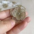 16PCS/4CM White,Gold 3d Floral Flowers Embroidered Sew On Patch,Organza Clothes Rose Lace Applique For Sewing,Dresses Decoration. 