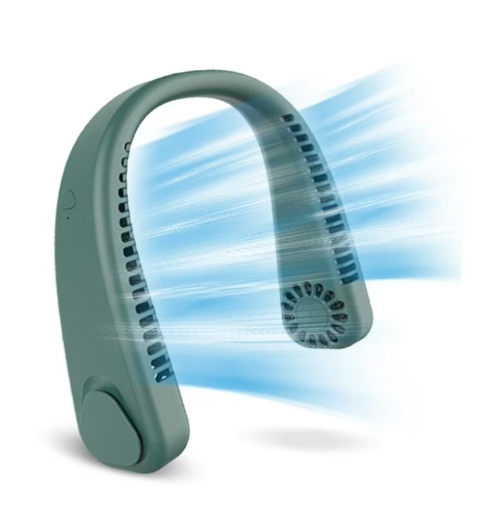 Portable Neck Fan Hands Free Bladeless Neck Fan, 360° Cooling Hanging Fan, 3 Wind Speed Personal Neck Fan, Headphone Design Neck Air Conditioner with USB Rechargeable for Traveling, Office
