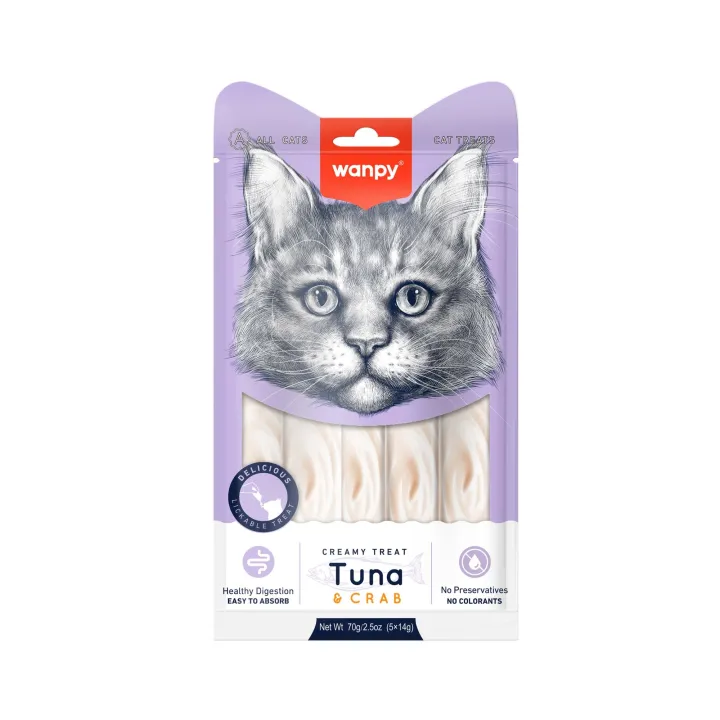 Wanpy%20Creamy%20Cat%20Treat%20Tuna%20&%20Crab%2070gm%20(5%C3%9714gm)%20-%20Image%202