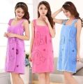Bathroom Women Bath Towels Wearable Towel Dress Beach Adults Bath Gown SPA Sling Robes Home Nightwear Microfiber Women Bathrobe.