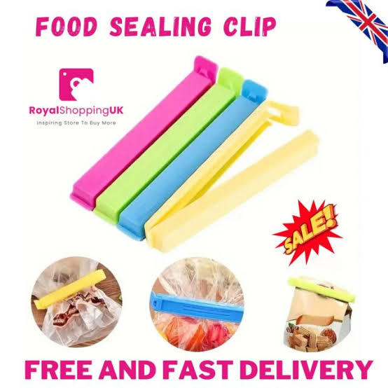 pack of 12"Colorful Food Sealing Clip Set - Airtight Clips for Freshness | Perfect for Snack Bags, Frozen Foods, Pantry Storage - 5-Piece Set | Free & Fast Delivery | I&S Store"