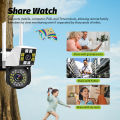 Neye 8MP 4K Pan Tilt WiFi Camera Dual Lens Dual Screen Ai Human Body Detection Automatic Tracking CCTV Wireless Dual Lens Camera. 